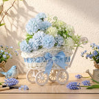 3 Pack Blue Rattan Stroller Baby Shower Table Centerpiece - Image 4
