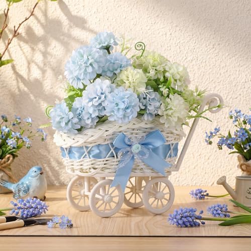 3 Pack Blue Rattan Stroller Baby Shower Table Centerpiece - Image 4