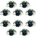 10Pcs Artificial Rose Balls for Centerpieces (Dusty Blue & White) by QUTUNI