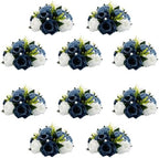 10Pcs Artificial Rose Balls for Centerpieces (Dusty Blue & White) by QUTUNI