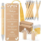 Gilprop 50 Sets Kraft Brown Baby Shower Favors for Guests Includes 50 Baby Shower Ballpoint Pens 50 Thank You Bookmarks with Organza Bags for Gender Reveal Gifts Guest Prizes by Gilprop