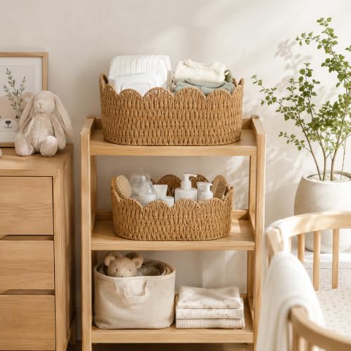 Endymion Set of 2 Paper Rope Scalloped Basket, Wicker Storage Baskets - Image 5