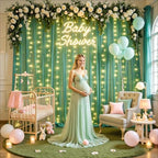 10ft x 10ft Hunter Green Tulle Photo Backdrop Curtain with Lights String for Christmas Party Sheer Curtain Backdrop Drapes for Birthday Party Holiday Wedding Photo Booth Background Room Decorations - Image 3