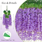 Waipfaru 36 Pack Wisteria Hanging Flowers, 3.6 Feet/Pcs Purple Wisteria Artificial Flowers, Fake Flowers Garland, Hanging Vines for Bedroom Wedding Home Party Wall Decoration - Image 4