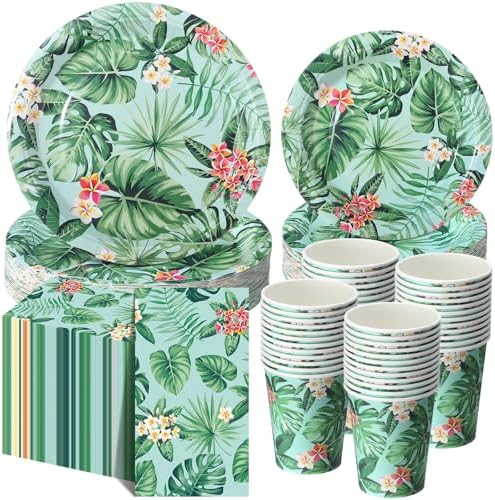 Pickmesh 250 Pcs Hawaiian Paper Plates Napkins Cups Set, Luau Party Plates by Pickmesh