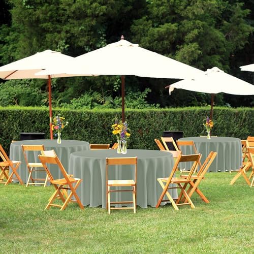 sancua Round Tablecloth 132 Inch Fit 54-96 Inch Tables, 6 Pack Sage Green - Image 3