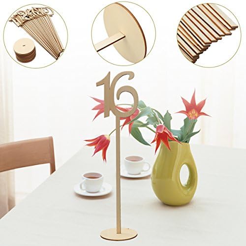 20pcs 1-20 Wooden Table Numbers with Holder Base for Wedding or Home Decoration (Wood Color) - Image 7