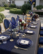 bUCLA 150PCS Blue and Gold Plastic Plates - 25 Guests Navy Blue Plastic Dinnerware Disposable for Party & 4th of July - Include 25 Dinner/Dessert Plates, 25 Knives, 25 Forks, 25 Spoons, 25 Cups - Image 5