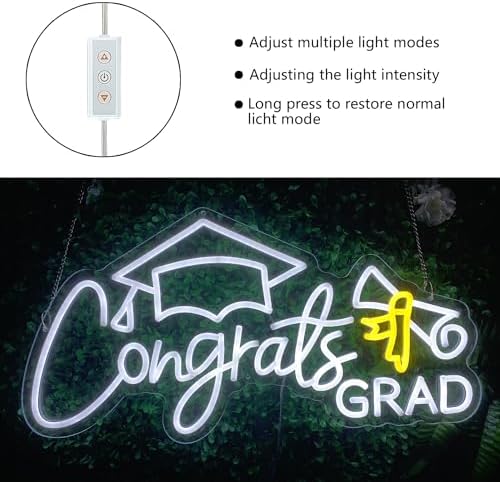 Congrats Grad Neon Sign, Class of 2026 Celebration Wall Decor - Image 2