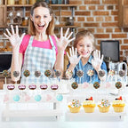 2Pcs Wood Cake Pop Stand, White Lollipop Holder 3 Tier with Twist Ties Lollipop Sticks, 17 Holes Sucker Display Riser for Dessert Table of Wedding Birthday Party - Image 7
