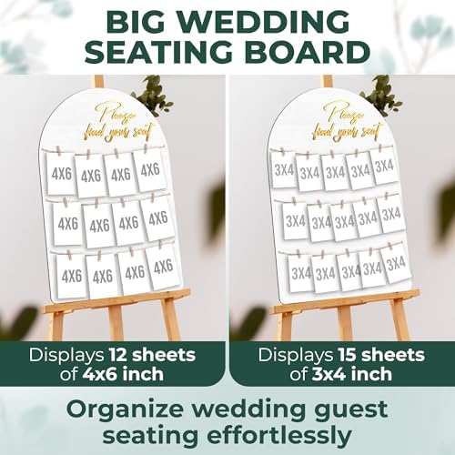 STOFINITY Wedding Seating Chart Board, Wood, 18x26 in, White - Image 3