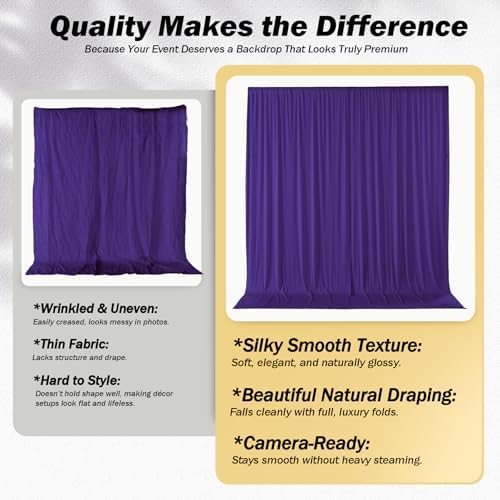 50x12 ft Deep Purple Backdrop Curtains for Weddings, Birthdays and Photos - Image 3