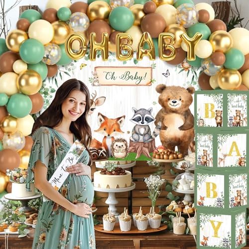 Party Inspo Woodland Baby Shower Decorations, Forest Animal Baby Shower Party Supplies, Neutral Theme Gender Reveal Party Ideas - Image 6