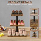 IBUYKE Cupcake Stand,Set of 2,Square Dessert Display Stand,Brown TLJ014H-2 - Image 3