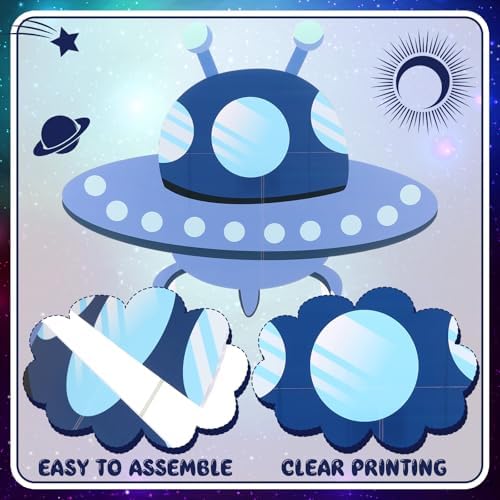 Leinuosen 3 Pcs Large Woodland Animal Cutouts Baby Shower Party, Spacecraft - Image 3