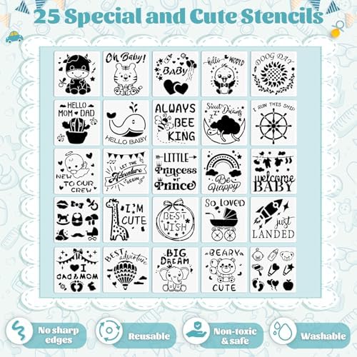 201 Pcs Baby Shower Set Baby Shower Game Sign Baby Bib Bodysuit White Baby Bib Newborn Bodysuit Baby Shower White Decorating Kit(Green) - Image 5