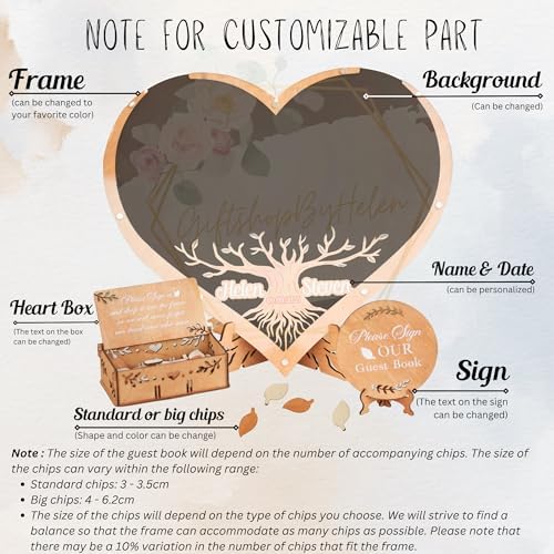 Personalized Heart Family Tree Wedding Guest Book Alternative, Rustic Boho - Image 6