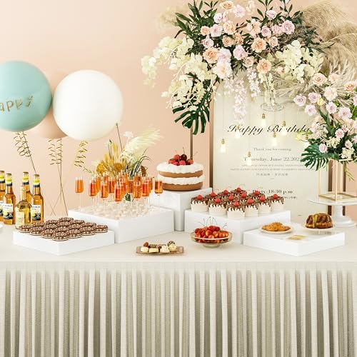 6 Pcs White Acrylic Boxes for Display as Buffet Risers and Stands, Food Risers for Party, Table, Stands, including 12", 12", 11", 11", 7.5", 7.5" (MAX, 6Pcs, White) - Image 3