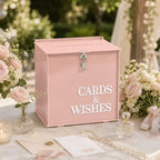OurWarm Pink Wedding Card Box with Lock, Acrylic Gift Card Box for Party - Image 6