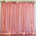 10ft x 10ft Dusty Rose Chiffon Backdrop Curtain with Lights String for Parties,2 Panels Sheer Tulle Curtain Wedding Photo Backdrop with Lights for Baby Shower Birthday Party Ceremony Home Decorations by Partisky