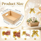 10Sets 10 x 8” Baskets for Gifts Empty, Thick Paper Gift Basket with Clear Wrap Bag and Pull Bows, for Wedding Birthday Bridesmaid Baby Shower Thanksgiving Party Gift Wrapping, Brown - Image 2