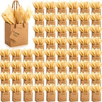 Sherr 200 Pcs Mini Gift Bags Bulk, Extra Small Brown Kraft Paper Bag with Card and Handle, 4x2.8x4.5 Tiny Little Gift Box with Tissue Paper for Birthday, Party Favor, Wedding, Baby Showers, Business by Sherr