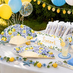 Aodaer 50 Pack Coastal Lemon Printed Folding Hand Fans with Organza Bags Bulk Wooden Storage Box Retro Mediterranean Paper Fans Capri Handheld Fan for Bridal Shower Wedding Bridesmaid Gifts by Aodaer