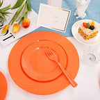 YOUBET 125PCS Orange Plastic Plates for Parties - Image 6