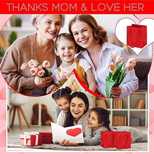 Sherr 100 Pcs Red Mini Paper Gift Bags with Handles, White Tags - Image 4