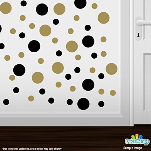 Black/Metallic Gold Vinyl Wall Stickers - 2 & 4 inch Circles (150 Decals) - Image 2