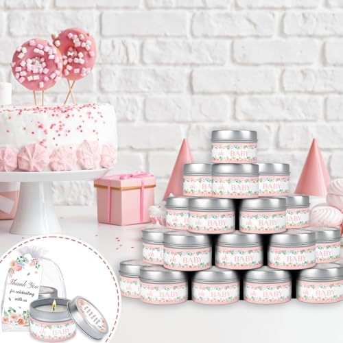 50Set Baby Shower Candle Party Favors Pink Flower Lavender Scented Candles Bulk Favors for Guests Girl Boy Baby Shower Gender Reveal Party Gifts (Pink Flower) - Image 6