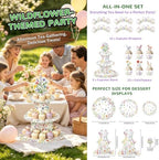 3 Tier Cardboard Cupcake Stand for 24 Cupcakes,Wildflower Party Decorations - Image 3