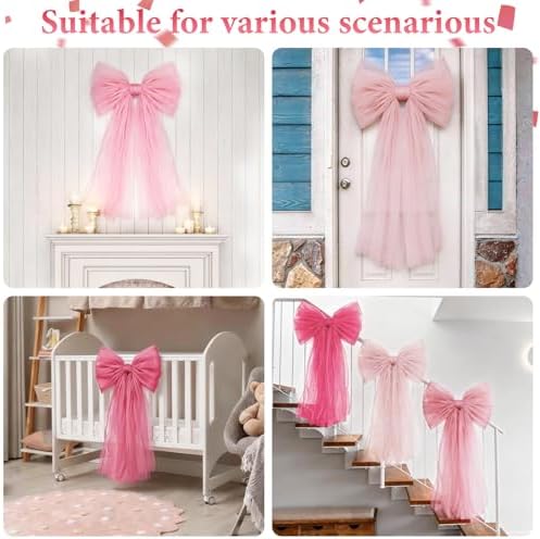 6 Pcs Big Pink Mesh Bows for Backdrop 31.5"x19.7" - Image 6