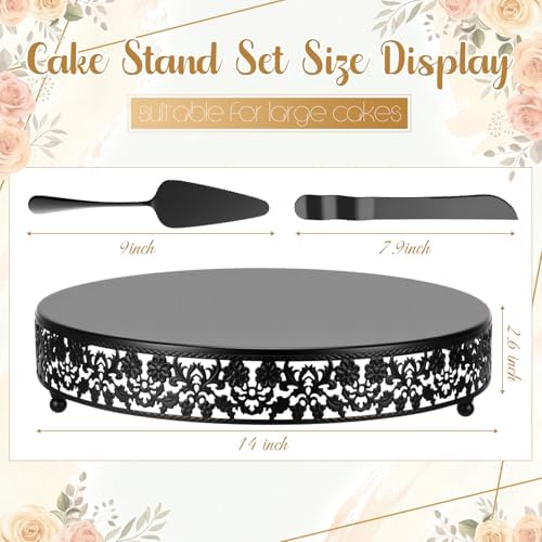 Wenqik 14 Inch Black Cake Stand Set Metal Round Cake Dessert Stand, Wedding - Image 2