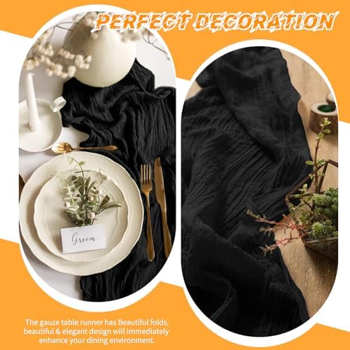 20 Pack Cheesecloth Table Runner - 17x108 Inch Black Boho Gauze Cheese Cloth Table Runners for Baby Bridal Shower Decoration Wedding Party Summer Garden Farmhouse - Image 5