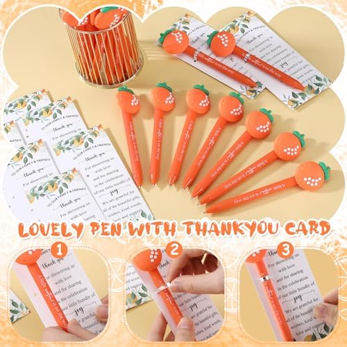 50 Set Baby Shower Gifts Pens for Guests Baby Shower Party Favors Retractable Ballpoint Pens with Thank You Cards for Gender Reveal Souvenir Game Prize (A Little Cutie) - Image 5