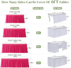 Partisky Hot Pink Polyester Table Skirt for Rectangle Tables 17ft, Wrinkle Resistant Pleated Ruffle Table Cloth for Wedding Baby Shower - Image 7