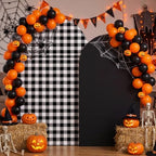 Tegeme 2 Set Gingham Arch Backdrop Cover 7.2ft 6.6ft Arch Cover, Black - Image 4