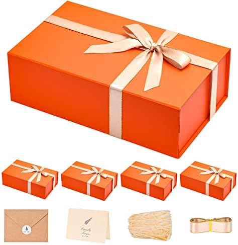 LIFELUM Orange Magnetic Gift Box for Thanksgiving Gifts, 13.85"x8.35"x4.45" by Lifelum