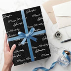 MyPupSocks Customized Face Wrapping Paper, Personalized Wrapping Paper Happy Birthday with Name Black Photo Picture Gift Wrap Paper Roll 58x23 for Women Men Kids Boys Girls Baby Birthday 5 Rolls - Image 5