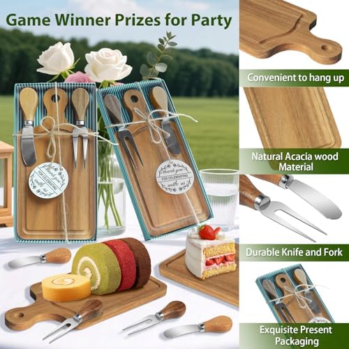 12 Sets Bridal Shower Game Prizes, Mini Charcuterie Boards, Acacia Wooden - Image 3