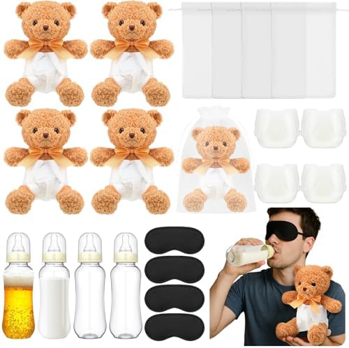 4 Sets Bottle Chug Baby Shower Games Brown Bear by Yearntown