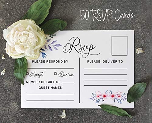 50 Blank RSVP Cards with White Envelopes-Floral & Leaves Style Response Card-RSVP for Wedding-Rehearsal Dinner-Baby Shower-Bridal Shower-Engagement Party Invitations - Image 5