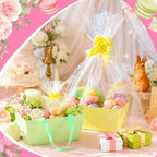 Funnymoom 24 Pcs Gift Basket Set Empty Pink Blue Green Yellow Boxes with Handle, Transparent Bags and Bow for Birthday Wedding Baby Shower Party Favor Packaging 9.8x6.5'' - Image 2