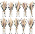 10 Set Dried Pampas Grass Table Centerpiece & Glass Vase for Wedding by Unknown