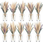 10 Set Dried Pampas Grass Table Centerpiece & Glass Vase for Wedding by Unknown