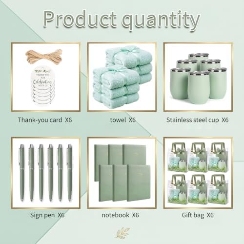 6 sets Baby Shower Prizes for Game Winners Baby Shower Favors Gifts including 12 oz Coffee Cups Notebooks Towels Pens Thank You Cards Raffia Gift Bags - Image 3