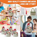 Tioncy 6 Set Woven Bamboo Gift Baskets with Handles Empty, Green - Image 4