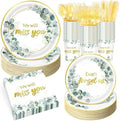 Pickmesh 400 Pcs Sage Green Farewell Party Supplies Paper Plates Serve 50 by Pickmesh