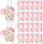 VioraWhite 40 Pcs Mini Suitcase Empty Box and Plush Ball Set, Pink by VioraWhite